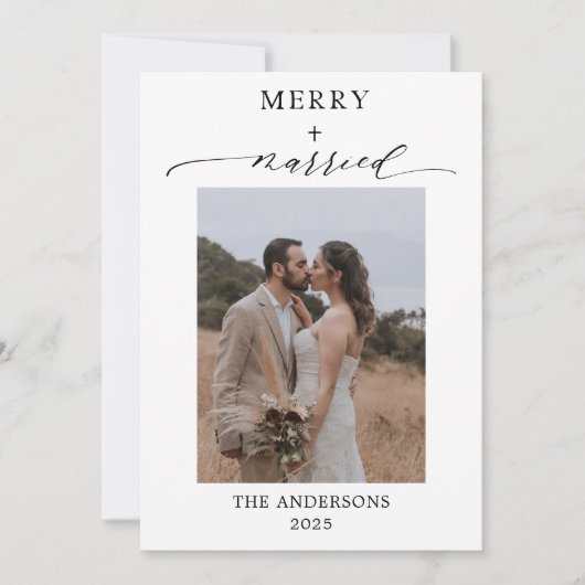 Eerste kerstscript 2 foto's bruiloft kerst bedankkaart (Voorkant)