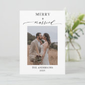 Eerste kerstscript 2 foto's bruiloft kerst bedankkaart (Staand voorkant)