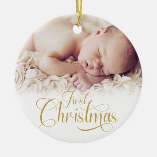 Eerste Kerstscript 2 Foto's Ornament (Voorkant)