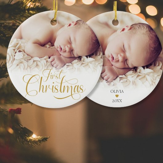 Eerste Kerstscript 2 Foto's Ornament