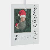 Eerste kerstscript Baby geboorte Stats & foto's Glas Ornament (Voorkant Rechts)