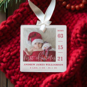 Eerste kerstscript Baby geboorte Stats & foto's Glas Ornament