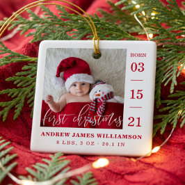 Eerste kerstscriptie baby geboorte statistieken &  keramisch ornament