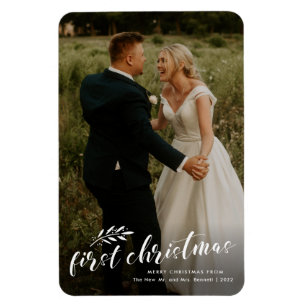 Eerste kerstscriptuur Huwelijksfoto Vakantiewenska Magneet