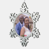 Eerste Kerstsneeuwvlok Tin Foto Ornament (Rechts)