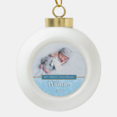 Eerste Kerstsneeuwvlokken Baby Jongen Foto  Keramische Bal Ornament (Voorkant)