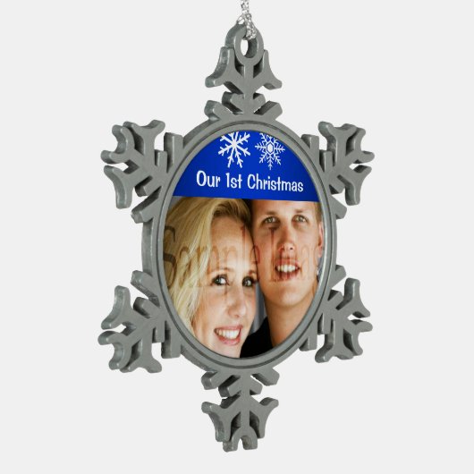 Eerste kerstsneeuwvlokken feestdagen tin sneeuwvlok ornament (Links)