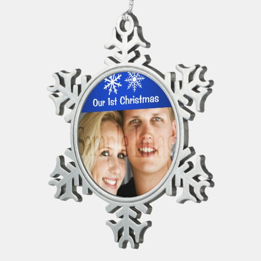 Eerste kerstsneeuwvlokken feestdagen tin sneeuwvlok ornament (Rechts)