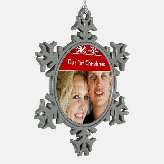 Eerste kerstsneeuwvlokken feestdagen tin sneeuwvlok ornament (Links)
