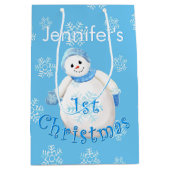 Eerste kerstsnowman - Aangepaste naam Medium Cadeauzakje (Voorkant)