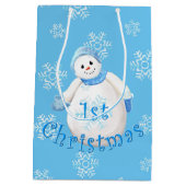 Eerste kerstsnowman - Aangepaste naam Medium Cadeauzakje (Achterkant)
