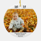 Eerste kersttante 2 Foto 2 met modern script Keramisch Ornament (Achterkant)