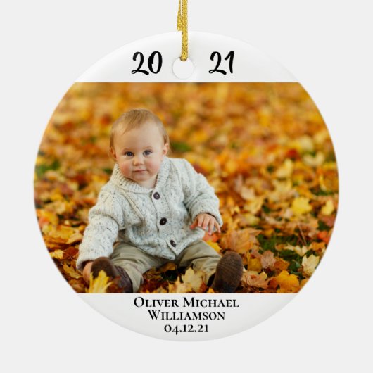 Eerste kersttante 2 Foto 2 met modern script Keramisch Ornament (Achterkant)