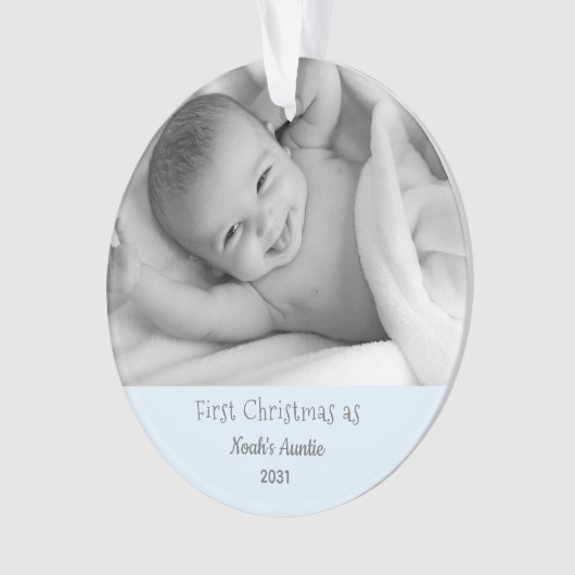 Eerste kersttante Nephew, gepersonaliseerd Ornamen Ornament (voorkant)