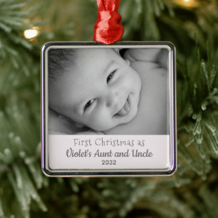Eerste kersttante oom uit Niece NameYear Foto Metalen Ornament