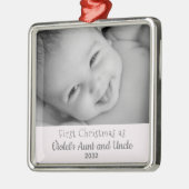 Eerste kersttante oom uit Niece NameYear Foto Metalen Ornament (Links)