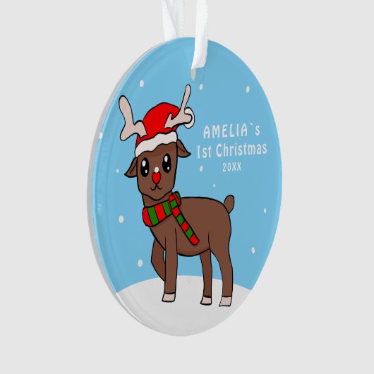 Eerste kersttekening van Cute Deer Baby Ornament (voorkant)