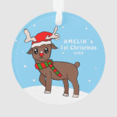 Eerste kersttekening van Cute Deer Baby Ornament (achterkant)