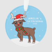 Eerste kersttekening van Cute Deer Baby Ornament (voorkant)