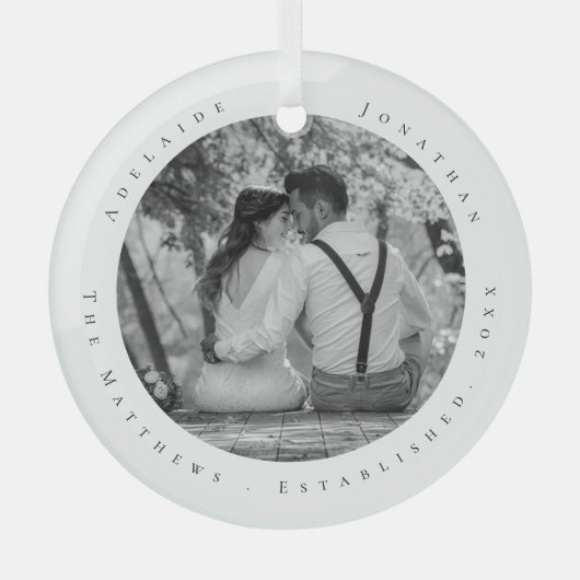 Eerste kersttrouwdag Datum van Pas getrouwd vastge Glas Ornament (Voorkant)