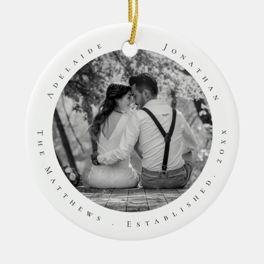 Eerste kersttrouwdag Datum van Pas getrouwd vastge Keramisch Ornament (Voorkant)