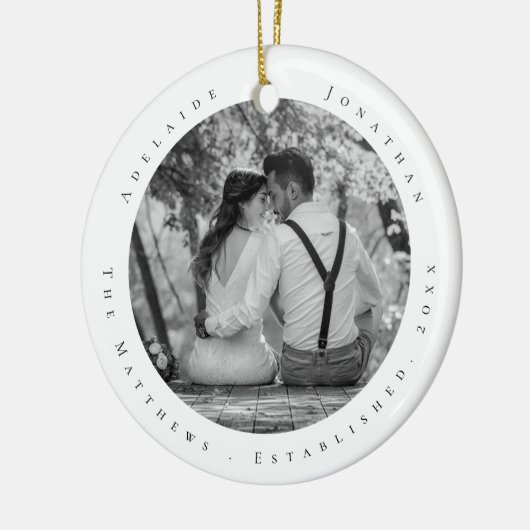 Eerste kersttrouwdag Datum van Pas getrouwd vastge Keramisch Ornament (Links)