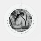 Eerste kersttrouwdag Datum van Pas getrouwd vastge Metalen Ornament (Achterkant)