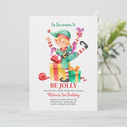 Eerste kerstuitnodiging kaart (Staand voorkant)