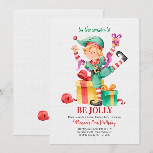 Eerste kerstuitnodiging kaart (Voorkant / Achterkant)