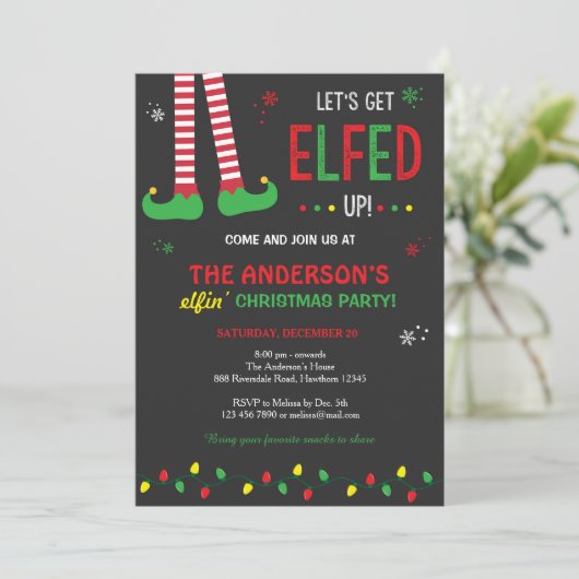 Eerste kerstuitnodiging / Laten we er klaar voor z Kaart (Staand voorkant)