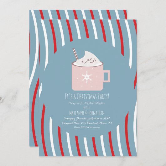 Eerste kerstuitnodiging voor Candy Cane Kaart (Voorkant / Achterkant)