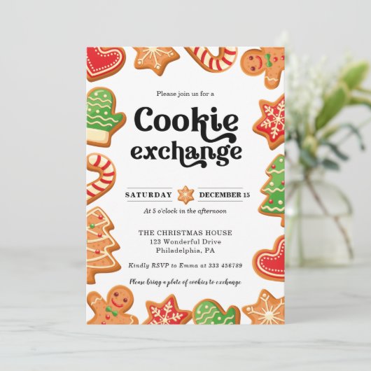 Eerste kerstuitnodiging voor de uitwisseling van k kaart (Staand voorkant)