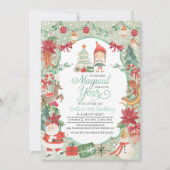 Eerste kerstuitnodiging voor Elf Birthday Kaart (Voorkant)