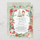 Eerste kerstuitnodiging voor Elf Birthday Kaart (Voorkant / Achterkant)