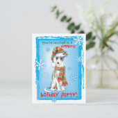 Eerste kerstuitnodiging voor Italiaans Greyhound H Feestdagenkaart (Staand voorkant)