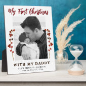 Eerste kerstvader en baby foto fotoplaat (Zijkant)