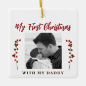 Eerste kerstvader en foto baby 2 keramisch ornament (Voorkant)
