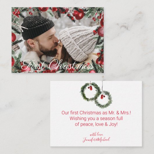 eerste kerstvakantie griekse ornamenten foto notitiekaartje (Voorkant / Achterkant)