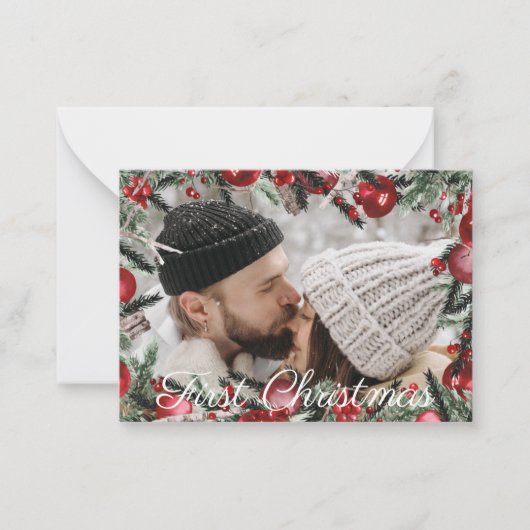 eerste kerstvakantie griekse ornamenten foto notitiekaartje (Voorkant)