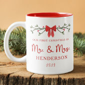 Eerste Kerstvakantie Mr & Mrs Custom Pas getrouwd  Koffiemok