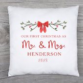 Eerste Kerstvakantie Mr & Mrs Custom Pas getrouwd Kussen