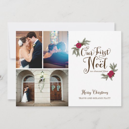 Eerste Kerstvakantie Passen getrouwd Multi Photo C Feestdagenkaart (Voorkant)