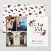 Eerste Kerstvakantie Passen getrouwd Multi Photo C Feestdagenkaart (Voorkant / Achterkant)