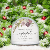 Eerste kerstverloofde bloemenmonogram foto sneeuwbol (Kerstmis)