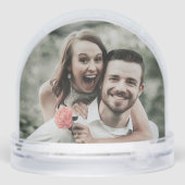 Eerste kerstverloofde bloemenmonogram foto sneeuwbol (Achterkant)