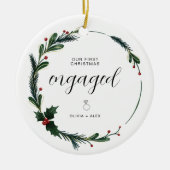 Eerste kerstverloofde gepersonaliseerde paar cadea keramisch ornament (Voorkant)