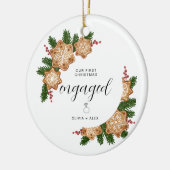 Eerste kerstverloofde gepersonaliseerde paar cadea keramisch ornament (Links)