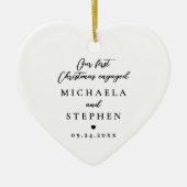 Eerste kerstverloofde minimalistische foto hart keramisch ornament (Voorkant)