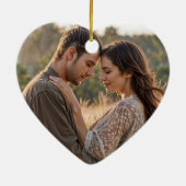 Eerste kerstverloofde minimalistische foto hart keramisch ornament (Achterkant)