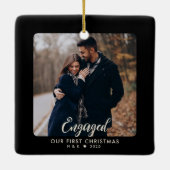 Eerste kerstverloofde paar gepersonaliseerde foto keramisch ornament (Achterkant)